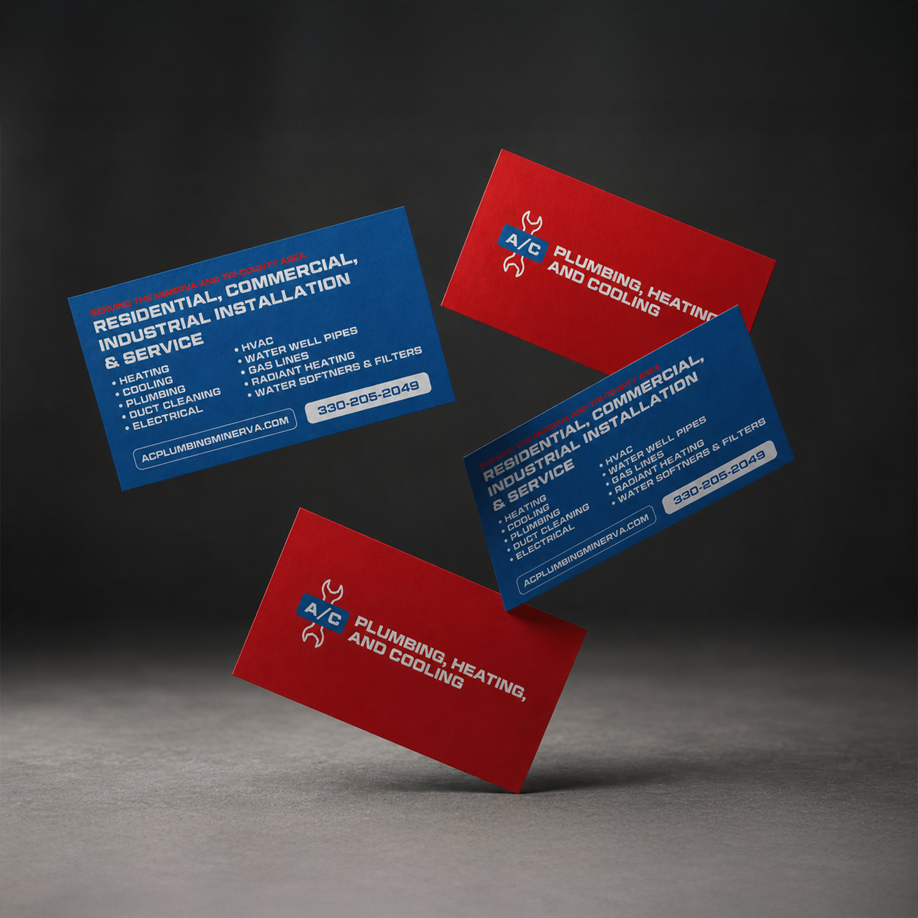 A/C Plumbing, Heating & Cooling business cards